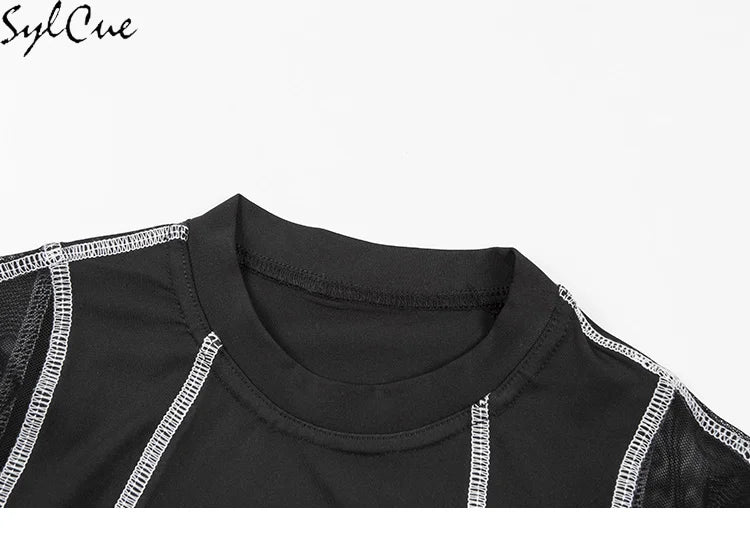 Sylcue Mesh Colorblock Half Turtleneck Bottoming Shirt✨