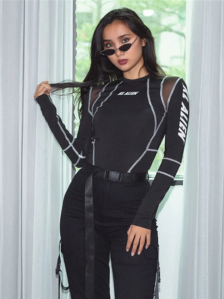 Sylcue Mesh Colorblock Half Turtleneck Bottoming Shirt✨