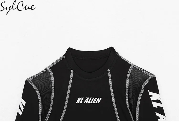 Sylcue Mesh Colorblock Half Turtleneck Bottoming Shirt✨