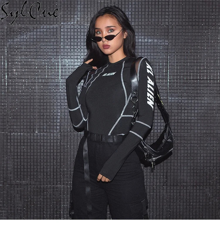 Sylcue Mesh Colorblock Half Turtleneck Bottoming Shirt✨