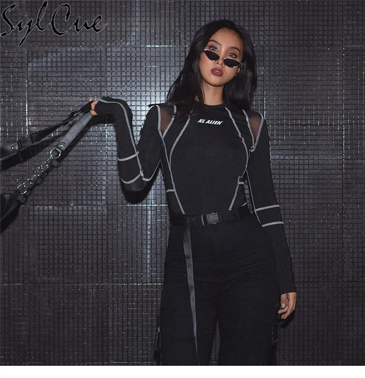 Sylcue Mesh Colorblock Half Turtleneck Bottoming Shirt✨