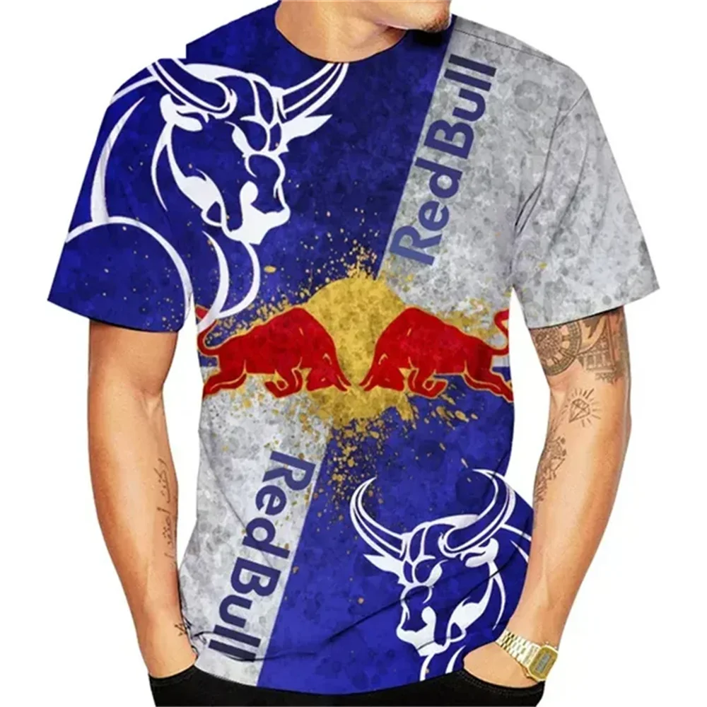 Red Bull T-shirt, fashionable racing T-shirt, 3D Red Bull Print T-shirt, urban fashion, Red Bull clothing