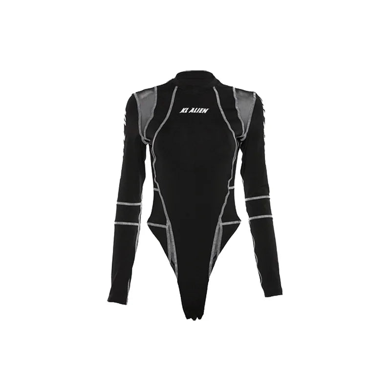 Sylcue Mesh Colorblock Half Turtleneck Bottoming Shirt✨