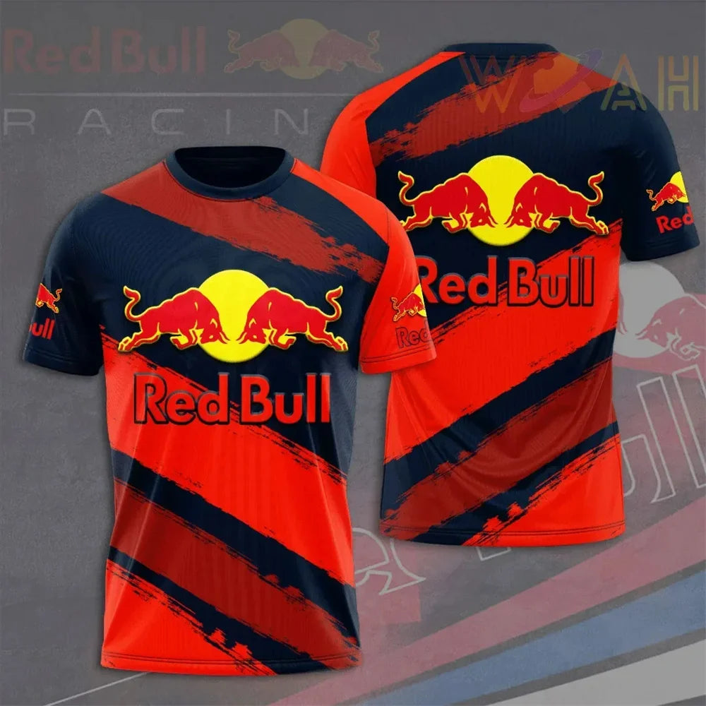 Red Bull T-shirt, fashionable racing T-shirt, 3D Red Bull Print T-shirt, urban fashion, Red Bull clothing